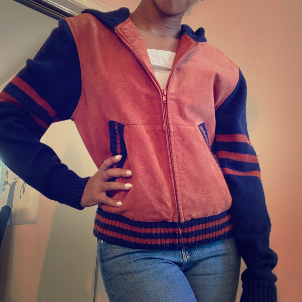 Burnt Orange & Navy Vintage Varsity Jacket